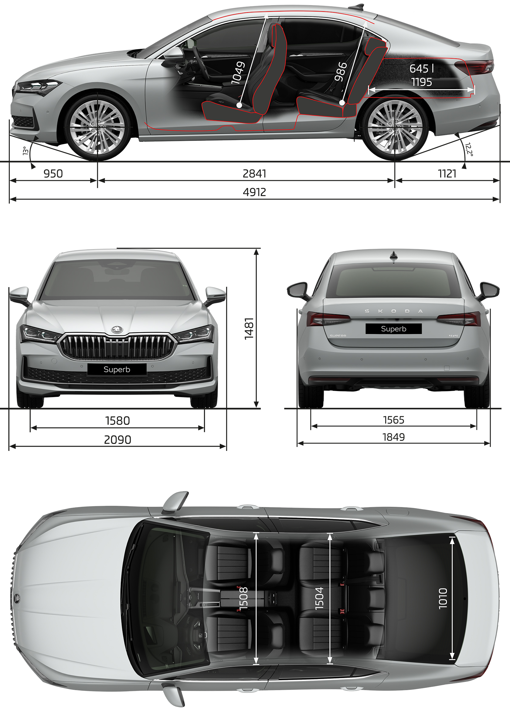 Afmetingen Superb hatchback