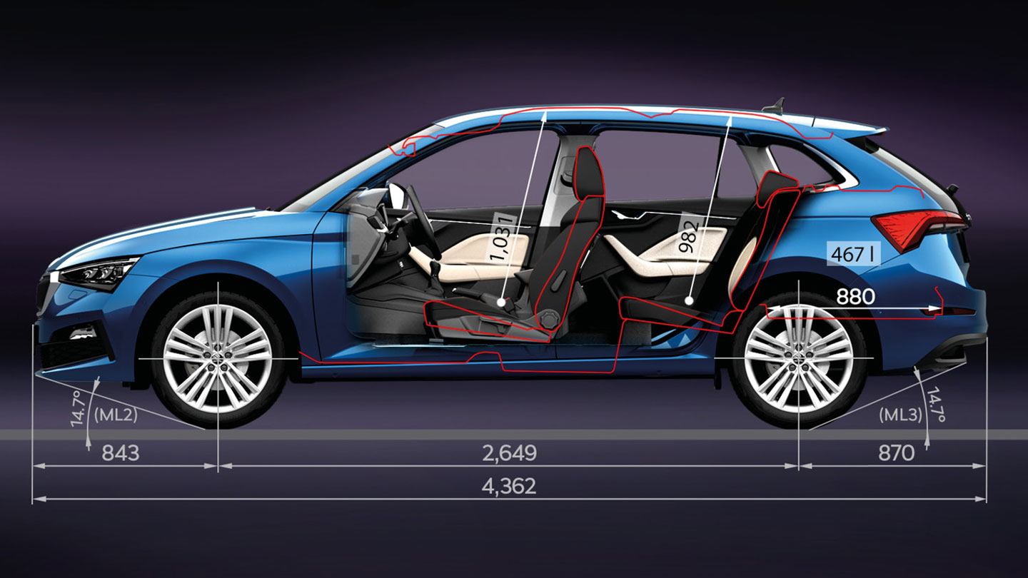 ŠKODA SCALA afmetingen